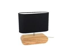 Homemania HOMBR_0208 Lámpara de Mesa Shade Form, Escritorio, Oficina, Mesilla de Noche, Madera, Tejido, Negro, 30 x 12 x 31