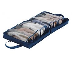 WENKO Bolsa de viajes para zapatos Business - Bolsa para zapatos, bolso zapatero con 6 compartimentos, Poliéster, 36.5 x 36.5 x 14.5 cm, Azul oscuro