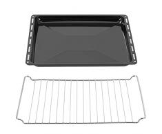 ICQN juego de bandejas horno de rejilla | Adecuado para Whirlpool, Ignis, Bauknecht, Indesit, Algor, Neckermann | Bandeja de goteo esmaltada y parrilla de horno cromada | Rejilla horno cocción