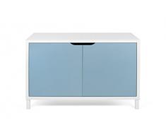 Tema Home Aparador Basics, Madera, Blanco con Puertas Azules, 104x40x70 cm