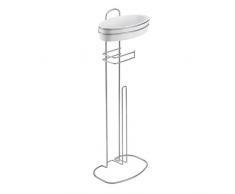 Metaltex Orbit dispensador de Papel higiÃ©nico y Soporte con Estante, Blanco/Plata