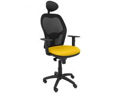 Piqueras Y Crespo (PIQU7) Silla Jorquera Malla Negra Asiento Bali Amarillo con cabecero Fijo Oficina, Talla unica