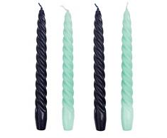 Talking Tables - Velas de Cena cÃ³nicas con Espiral, sin Perfume, Color Azul Marino y Verde Menta, Hechas por Talking Tables, Paquete de 4