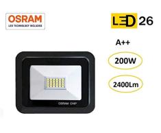 LED26 Exterior Floodlight Led Foco con chip LED OSRAM Proyector Led para Exterior IluminaciÃ³n DecoraciÃ³n IP65 Negro [Clase de eficiencia energÃ©tica A++] (6500K Luz Blanca FrÃ­a, 200W)