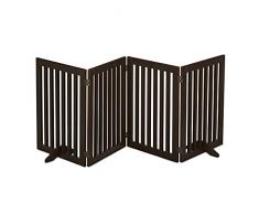 Relaxdays Barrera Seguridad Niños, Valla Protectora Plegable, 70 x 206 cm, Cerca Perros y Mascotas, con Patas, Marrón