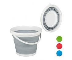 Relaxdays Cubo Plegable Camping, Casa, Coche, Agua, Fregar, Cocina, BarreÃ±o, Festival, PP-TPE, 1 Ud, 10 litros, Gris