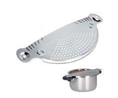 Relaxdays Colador Universal, Acero Inoxidable, 32,5 x 13 cm, Escurridor, para ollas y cazos, 1 Ud, Plateado
