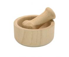 Fackelmann 30965 - Mortero y maza de Madera, 10 x 4 centÃ­metros