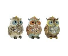Figura Decorativa DKD Home Decor Resina BÃºho (3 pcs) (9 x 7 x 11.5 cm)