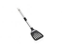 Leifheit EspÃ¡tula de acero inoxidable y nailon para cocinar sin rayar el revestimiento de las sartenes, espumadera con cÃ³moda empuÃ±adura ovalada, plateada y negra