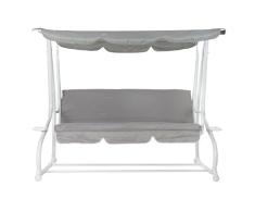 DRW Banco balancin Columpio de Acero Blanco y Gris de 2 plazas 90X70X110 cm