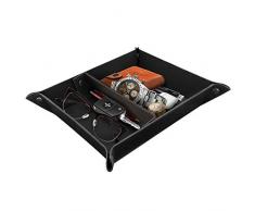 Londo Bandeja de Cuero Organizador Práctica Caja de Almacenamiento para Carteras, Relojes, Llaves, Monedas, Teléfonos Celulares y Equipos de Oficina, Unisex