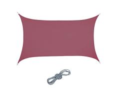 Relaxdays Toldo Vela, Repelente Agua, Cóncavo, Poliéster, Cuerdas Tensoras, Terraza, 2 x 3 m, Rectangular, Rojo Vino
