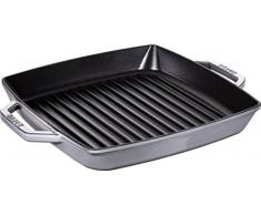 STAUB Polvo 40511Â âÂ 684Â âÂ 0Â âÂ SartÃ©n de Grill, Rectangular con Dos Asas, 28Â cm, Hierro Fundido, Gris