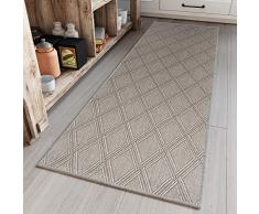Tapiso Nature Alfombra para Corredor Cocina, Terraza, Balcón, Diseño Moderno, Gris Plateado, Tablero Resistente, Sisal Final, 60 x 200 cm