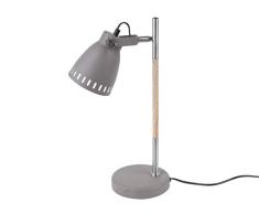 Leitmotiv LM1626 Lámpara de Mesa Mingle Iron W. Impresión en Madera NÃquel, Gris, 40 W