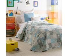 Sancarlos MANZANA- Colcha Bouti infantil, Color Azul, Cama de 90 cm