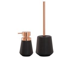 Sealskin Conical Set Conjunto Dispensador de JabÃ³n y Escobilla WC, Porcelana, Metal, Negro