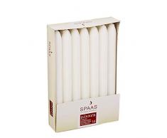 Spaas 14 Velas cÃ³nicas de Cena 21/220 mm, Â± 8 Horas, sin Perfume, Color Blanco, Cera de parafina, D 21 mm x H