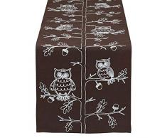 DII Camino de Mesa de otoÃ±o para decoraciÃ³n de Mesa de AcciÃ³n de Gracias, 14 x 70 bÃºhos Bordados