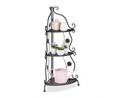 Relaxdays Flores (Metal, 3 Niveles, 82,5 x 31 x 31 cm, para Interior y Exterior, estanterÃ­a esquinera Retro, Color Negro)