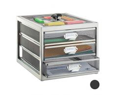 Relaxdays Organizador Escritorio con 3 cajones para Documentos a4, Acero, Plateado, 5 x 35,5 cm, Plata, 23 x 27,5 x 35 cm