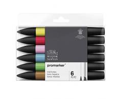 Winsor & Newton - Set de Rotuladores ProMarker, 6 Unidades, Tonos Medios