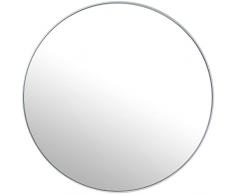 DRW Espejo de Pared Redondo de Metal y Trasera Madera DM en Blanco 100x1,5cm, INT. 98,5cm