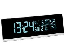 TFA Dostmann Multi Radiodespertador Digital con Cambio de Color y Temperatura Exterior, Negro, (L) 215 x (B) 30 x (H) 75 mm