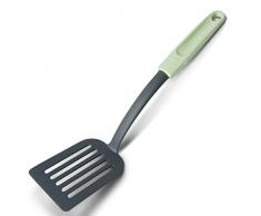 Fackelmann Ecolution Espátula Ranurada, Mango Ergonómico fabricado con Materiales Sostenibles, Resistente +270ºC, utensilios de cocina, Verde Menta, 33x7 cm, 1 ud.