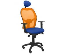 Piqueras Y Crespo (PIQU7) Silla Jorquera Malla Naranja Asiento Bali Azul con cabecero Fijo Oficina, Talla unica