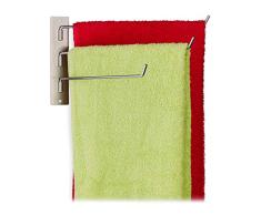 Relaxdays Toallero de Acero Inoxidable Cepillado de 3 Brazos, 27 cm, Plata, 1 Unidad