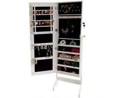Storaddict sa10086 â 21 Armario joyero con Espejo, Madera, Blanco, 120 x 38 x 9 cm