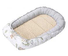 Medi Partners Nido BebÃ© ReciÃ©n 100x60cm Plantilla removible 100% AlgodÃ³n Cunas Nido para bebÃ©s Reductor de Cuna de Dos Caras (Safari con Beige Minky)