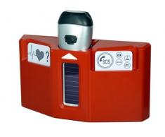 Powerplus Husky dinamo linterna de emergencia estación, acero, color rojo