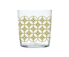 Excelsa Magatama 37 cl Juego de 4 Vasos de Agua, Vidrio soplado, Transparente/Amarillo