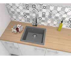 respekta Fregadero, 60% Material Compuesto de minerales y Fibra de Vidrio, 40% Resina sintÃ©tica, Gris, 50 cm