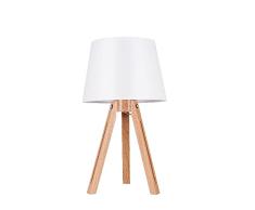 Homemania HOMBR_0141 Lámpara de Mesa High, Escritorio, Oficina, Mesilla de Noche, Madera, Tejido, Blanco, 30.5 x 30.5 x 54.5