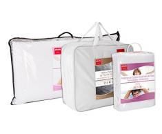 Set de descanso Pikolin Home para cama 135 - Relleno nórdico cuatro estaciones dúo de plumón de oca 92%, almohada viscoelástica (35 x 135 cm) y protector de colchón acolchado (135 x 190/200 cm)