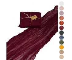 Halbach SeidenbÃ¤nder Camino de Mesa de 70 cm de Ancho, 300 cm de Largo, Lavable para Bodas, cumpleaÃ±os o decoraciÃ³n de Mesa, Mantel Estrecho con Aspecto de algodÃ³n, Color Rojo Oscuro