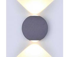 V-TAC Lámpara LED COB 6 W, de Pared Aluminio Gris Wall Light Blanco cálido 3000 K IP65