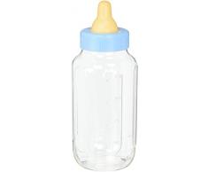 Unique Party - Centro de Mesa de Baby Shower Rellenable Azul Botella - 28 cm - Caja de Ahorro de Botella (95956W)