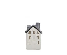 HEITMANN DECO - Portavelas de cerÃ¡mica para casa â Blanco/Gris â Aprox. 15 x 9,5 cm
