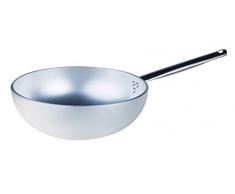 Ollas Agnelli Wok radiantes, con el Fondo de evasÃ©, en Aluminio, con Mango Tubular de Acero Inoxidable, Plata, 32 cm