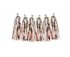 Partydeco - Guirnalda de Borla de Oro Rosa Metalizada para decoración de Fiestas, Ceremonias, Longitud 1,5 Metros