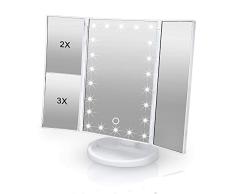 INTIRILIFE Espejo de Maquillaje con LED - Espejo de Maquillaje con luz Blanco