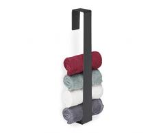 Relaxdays 45 cm Toallero Pared Adhesivo, Soporte Toallas sin Taladro, Portatoallas BaÃ±os y Aseos, Acero INOX, Negro, Inoxidable