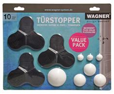 Wagner 15700010 Puerta y Tope de Pared, Set de 10 Piezas Negro y Blanco, 35 x 28 x 2 cm, Unidades
