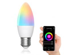 Levitantes Bombilla inteligente E27 LED tipo VELA con Wi-Fi compatible con Alexa, Google Home, bombilla inteligente 6.5 W 555 Lm regulable luz cálida y luz natural + RGB