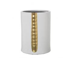 Jarron de sobremesa de Ceramica en Blanco y Dorado 19x17x25cm